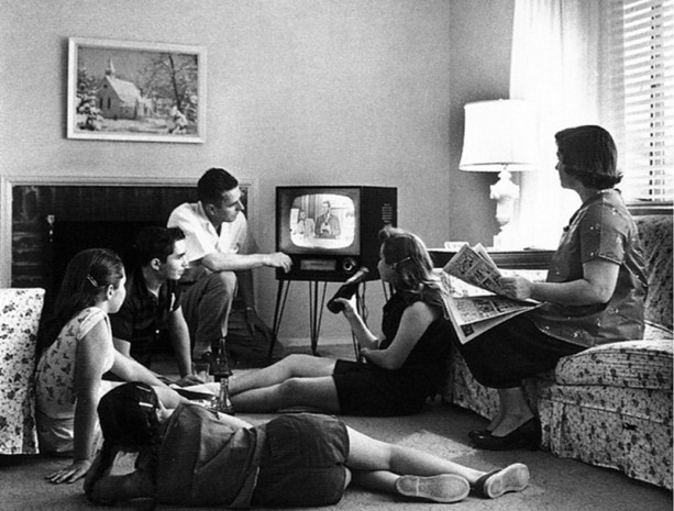 Family watching television 1958