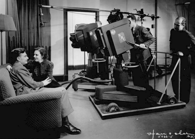 Photo of Grace Brandt and Eddie Albert in an early NBC television program The Honeymooners-Grace and Eddie Show. 1937