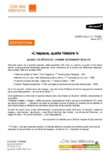 Communiqué de presse L'Espace, quelle histoire